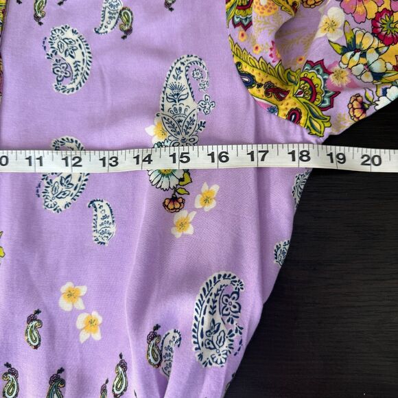 Fig and Flower Dress Womens Medium Floral Paisley Belted Tie Rayon Anthropolgie - Picture 9 of 10